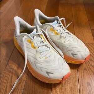 Hoka Running Shoes in White and Orange size women’s 8